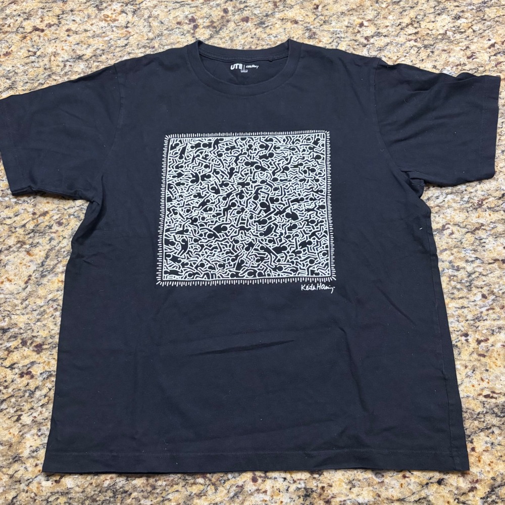 Uniqlo UT Keith Haring Graphic T-Shirt Mens Large Black Pop Art Streetwear ws
